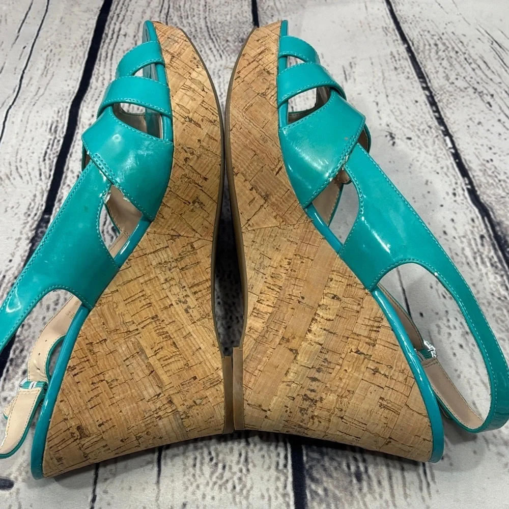 Franco Sarto Aqua Patent Wedge Sandals